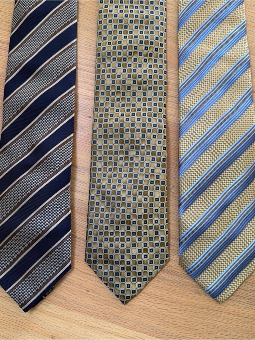 Lot of  3 Canali Ties 59" x 3.5" Silk Gold Blue Stripes Geometric Made In taly